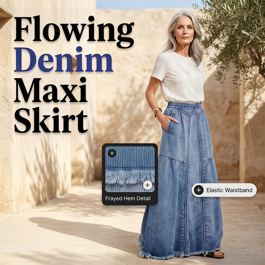 👗 Denim maxikjol med vertikala panelsömmar och resår
