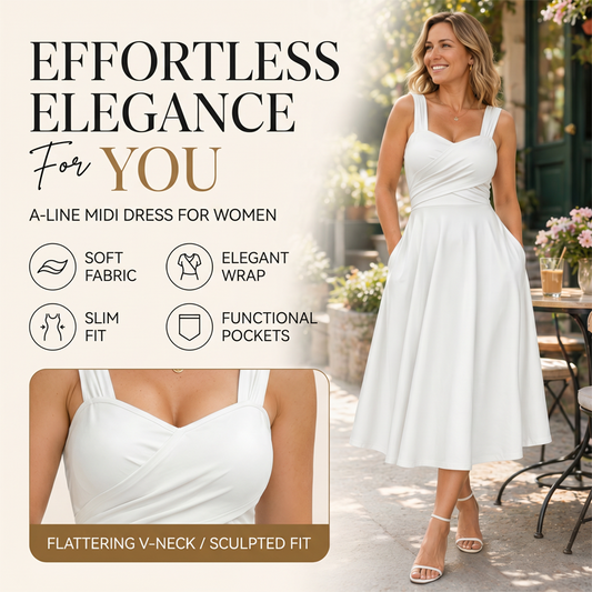 👗✨ Elegant maxiklänning med V-ringning och fickor