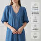 👗🌸 Mjuk V-ringad midiklänning i denimstil