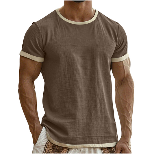 👕🔥 Mångsidig herr-T-shirt med kontrastdetaljer för vardag