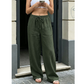 👖🌿 Avslappnade raka byxor med hög midja och fickor