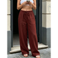 👖🌿 Avslappnade raka byxor med hög midja och fickor