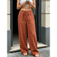 👖🌿 Avslappnade raka byxor med hög midja och fickor