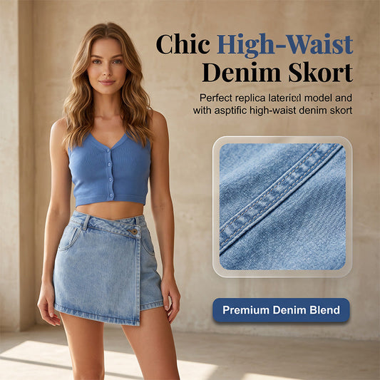 ✨ Omlott denimskort med hög midja i premiumkvalitet