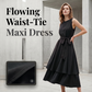 👗✨ Elegant maxiklänning med knytbälte och lagerkjol