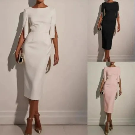 👗🌸 Elegant rakt skuren klänning i bekväm passform