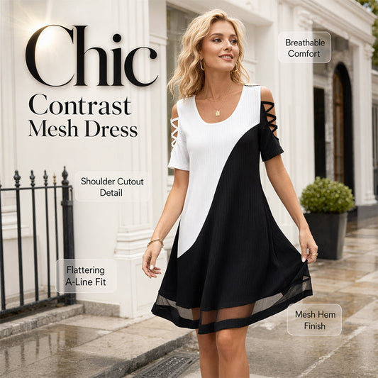 👗✨ Somrig mesh-midiklänning med smickrande färgblock