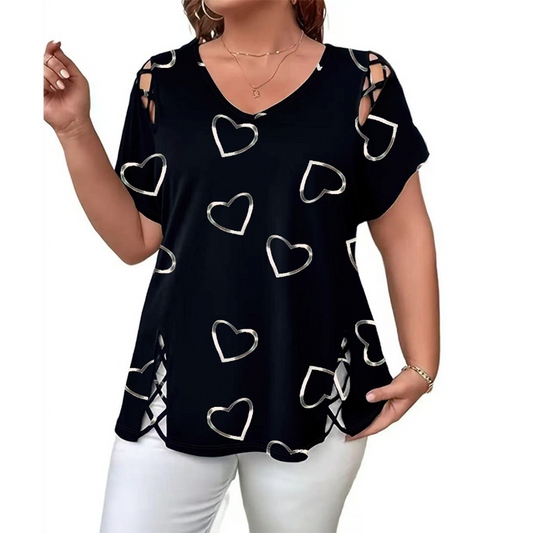 👚✨ Mångsidig sommartopp med hjärtmönster och sidosnörning