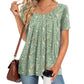 Women's Round Neck Short-Sleeved Floral Top
