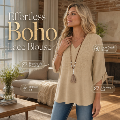 Women's V-Neck Casual Embroidered Top