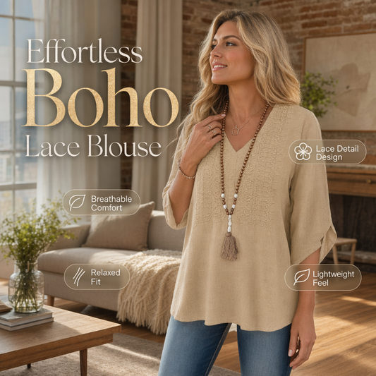 Women's V-Neck Casual Embroidered Top