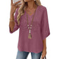 Women's V-Neck Casual Embroidered Top