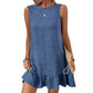 👗 50% RABATT NU! Women's Casual Sleeveless Ruffle Hem Mini Dress – elegant volangfåll, A‑linje & knytning baktill – perfekt för sommarfester, semester och vardag ☀️✨