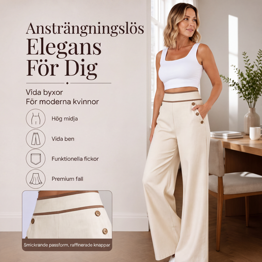 Nyhet✨ 🌸 Mjuka och lediga byxor med hög midja – perfekt från kontor till kväll