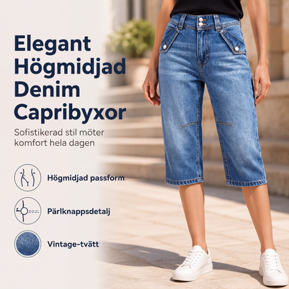 Trendar nu 🔥Kvinnors högmidjade knälånga jeansshorts