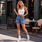 Säsongsstil 🌸Kvinnors lediga jeansshorts med stretch