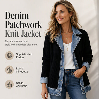 Nyhet✨ 💙 Innovativ denim- och stickkombination – snygg och bekväm för lager-på-lager