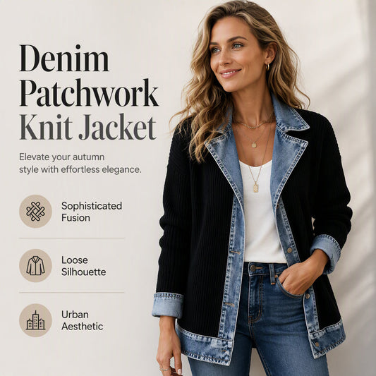 Nyhet✨ 💙 Innovativ denim- och stickkombination – snygg och bekväm för lager-på-lager
