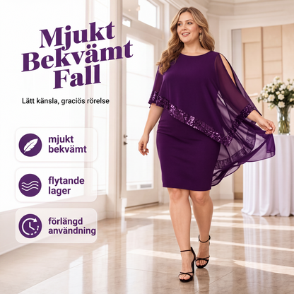Bästsäljare🔥 👗 Glittrande festklänning med paljettkant – draperad silhuett som framhäver kurvor