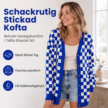 Bästsäljare🔥 🧥 Oversize rutig stickad kardigan – mjuk och luftig för lager-på-lager-styling