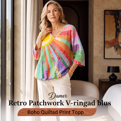 Bästsäljare🔥 👚 Retro konstnärlig blus med digitaltryck – boho-chic