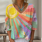 Bästsäljare🔥 👚 Retro konstnärlig blus med digitaltryck – boho-chic