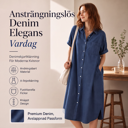 ✨🛍️Nyhet – Löst sittande jeansklänning med knäppning – En tidlös garderobsfavorit för helger eller resor 🍃