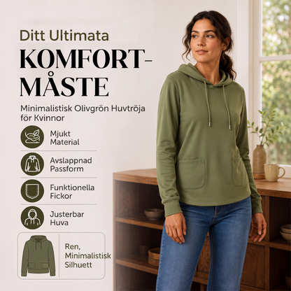 Kvinnors ledig huvtröja med dragsko och fickor