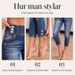 Nya ankomster📦 👗 Klassiska kortade jeans med trippelknäppning – slim-fit som förlänger silhuetten