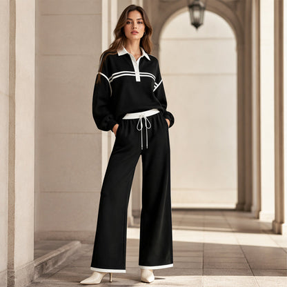 Trend just nu⭐  Mångsidigt set med randig sweatshirt och vida ben – från hemmadag till stadspromenad