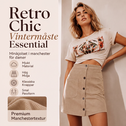 Nyhet✨ 🌸 Vintage-inspirerad kjol i manchester med fickor – bekväm och stilren för vardagen