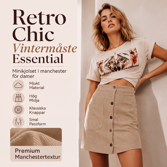 Nyhet✨ 🌸 Vintage-inspirerad kjol i manchester med fickor – bekväm och stilren för vardagen