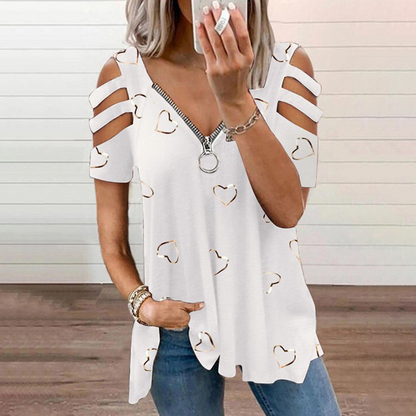 Bästsäljare💕 T-shirt med bar axel – Trendig utskärning och lätt att matcha till alla stilar