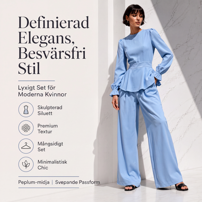 Bästsäljare🔥  Elegant topp med puffärmar och vida byxor – ledig silhuett för en sofistikerad look