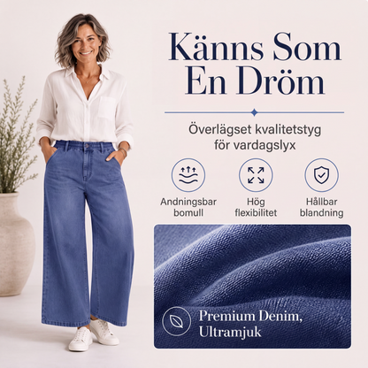 Trend just nu⭐ 👖 Mångsidiga capribyxor i denim med rak ben – från morgonkaffe till helgutflykt