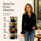 ☀️👚Nyheter – Top med volangärmar i sammet – mjukt fall och elegant knäppning framtill, perfekt både till jobbet och på helgen