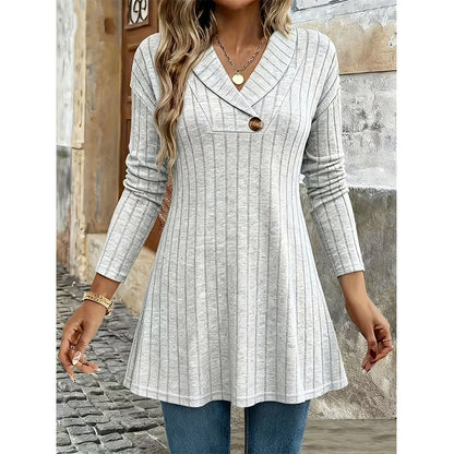 Ny kollektion🛍️👚 Lätt och ledig räfflad V-hals-topp