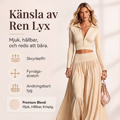 Nya ankomster📦👚 Stilren croppad topp med lång kjol – tidlös elegans för alla tillfällen