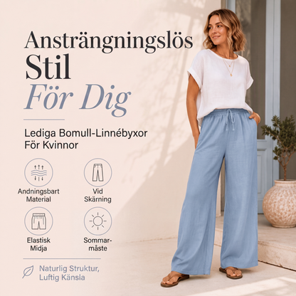 Damiga lediga vida byxor med dragsko
