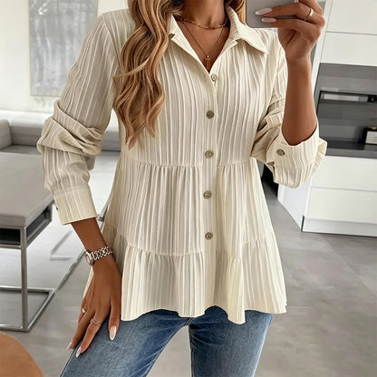 Ny kollektion🛍️Långärmade skjortor med krusig textur för kvinnor