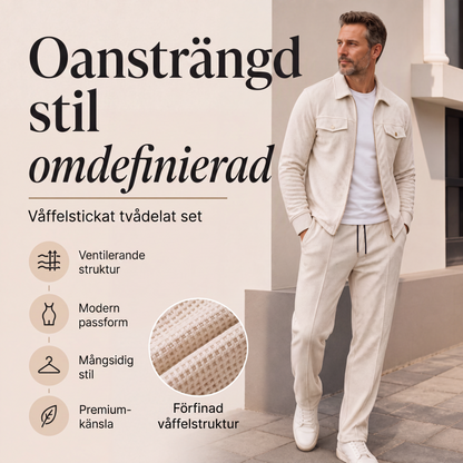 Herrset i 2 delar: jacka med textur och byxor
