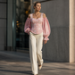 Bästsäljare🔥 👚 Kalla axlar med blommig jacquard – korsettformad topp för en feminin silhuett