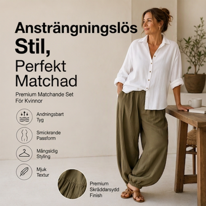 👚Säsongens stil – avslappnad skjorta och draperade byxor – en elegant casual-look för vardagens utflykter