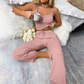 Nyhet✨ 🌸 Mjuk tvådelad pyjamas med spetsdetaljer