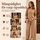 ⏰Sista dagen på rean – 50 % rabatt 💃 Set med långärmad damtröja med V-ringning och byxor med vida ben