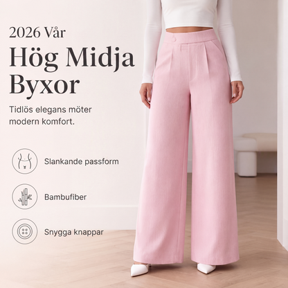 Eleganta vida byxor med hög midja för kvinnor