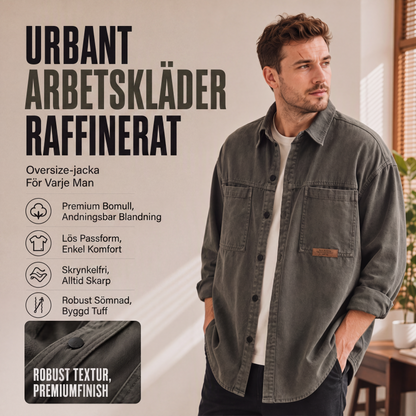 Bästsäljare🔥 🧥 Oversized arbetsjacka i mjuk bomullsblandning – skrynkelfri komfort för vardag och pendling