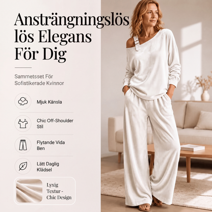 Bästsäljare🔥 Off-shoulder-set med vida ben