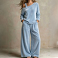 Bästsäljare🔥 Off-shoulder-set med vida ben