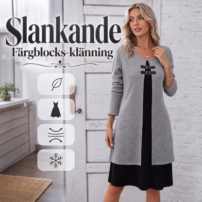 💃50 % rabatt så länge lagret räcker!🎉A-linjeformad damklänning, knälång, med en antydan till tvådelad look